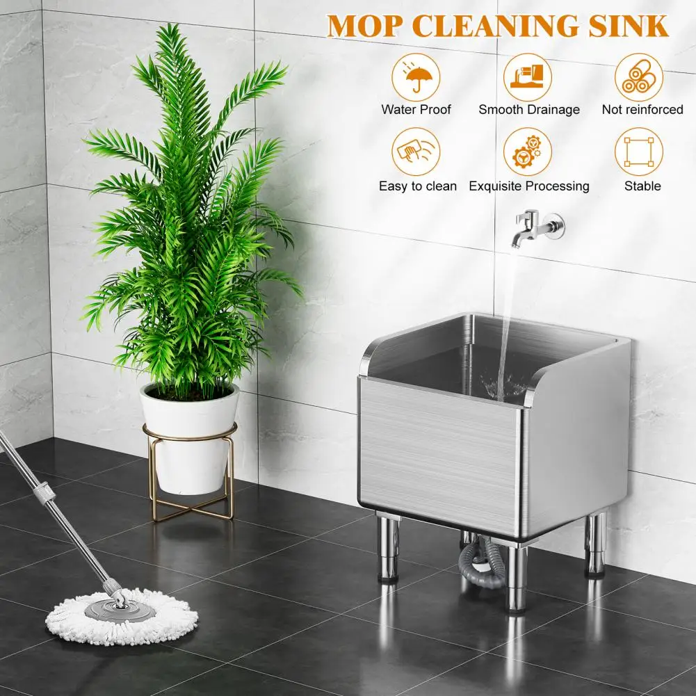 

Slop Sink, Commercial Floor Mop Sink, Stainless Steel Mop Service Basin, Laundry Mop Sink for Kitchen