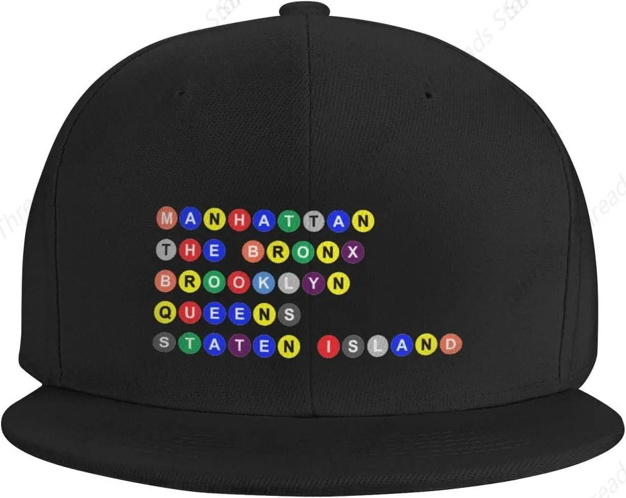 Nycs Five Boroughs in Subway Bubbles Baseball Cap for Men Or Women Flat Brim Hat Adjustable