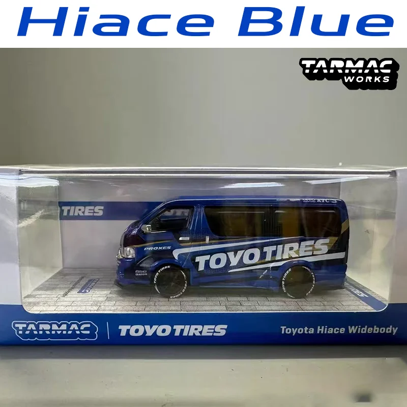 Tarmac funciona 1/64 hiace azul brinquedo pneus liga veículo a motor diecast modelos carro brinquedos coleção presentes de natal do menino