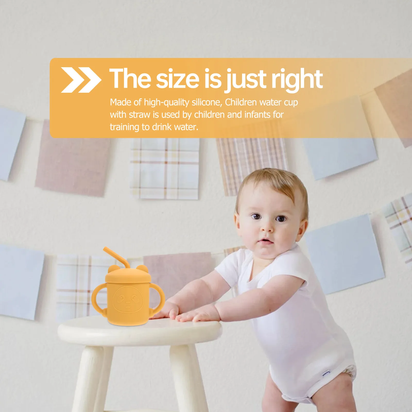 

Kids Bear Shaped Baby Straw Cup High Quality Silicone Toddler Training Drinking Bottle Water Cup for Infant Feeding