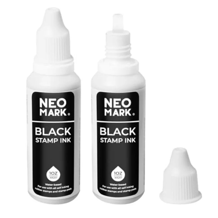 

Premium Stamp Ink, 2 Pack Quick-Drying and AP-Certified Non-Toxic Refill Ink for Self-Inking Stamps, Date Stamps and Stamp Pads