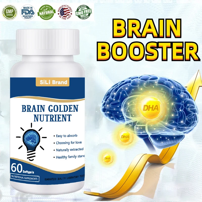 Brain Booster nonotropic supplement for enhancing focus, clarity, memory and mood, and supporting brain concentration and haze.