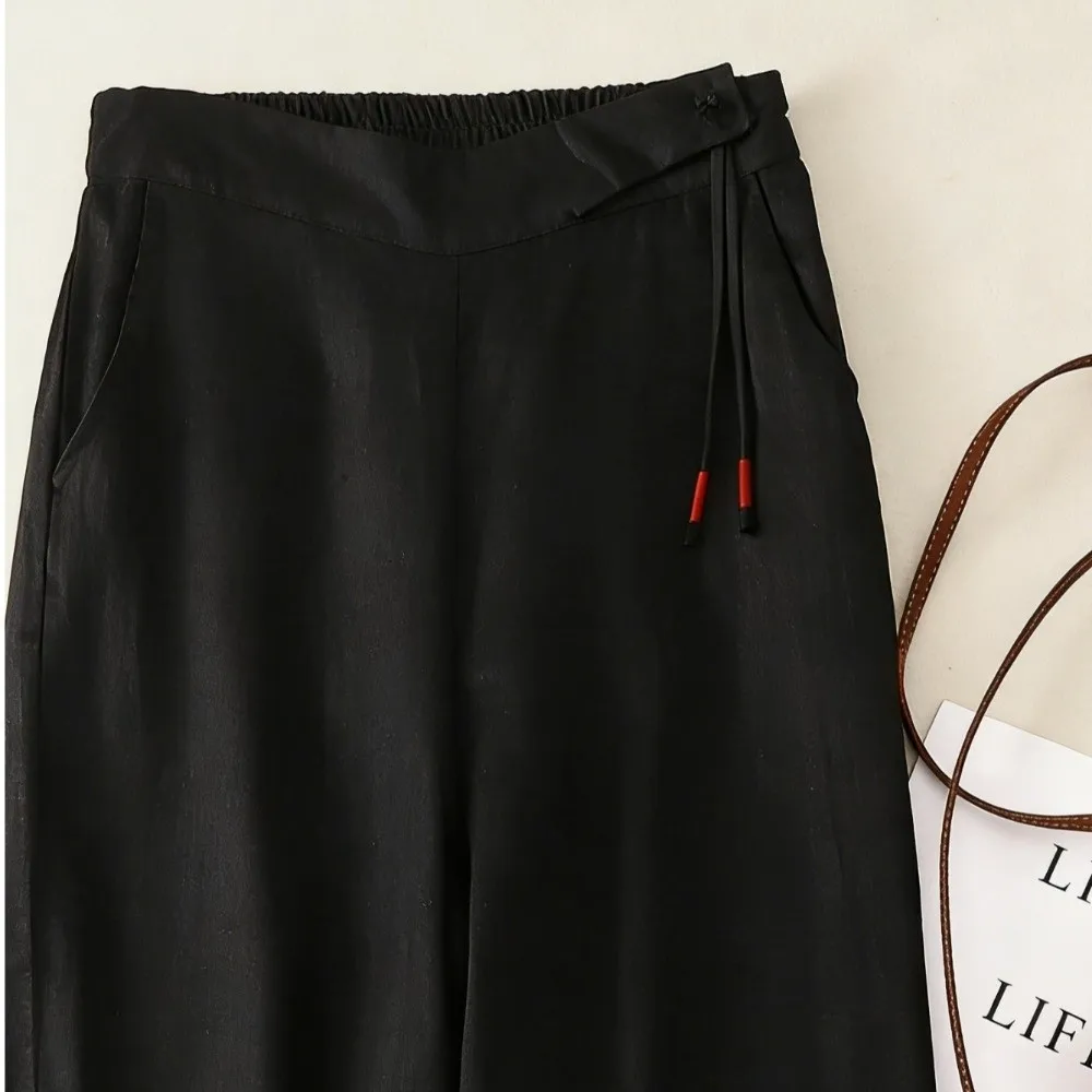 New Retro Style Wide Leg Pants High Waist Straight Leg Cotton Linen Pants Loose Summer Loose Pants Spring Season
