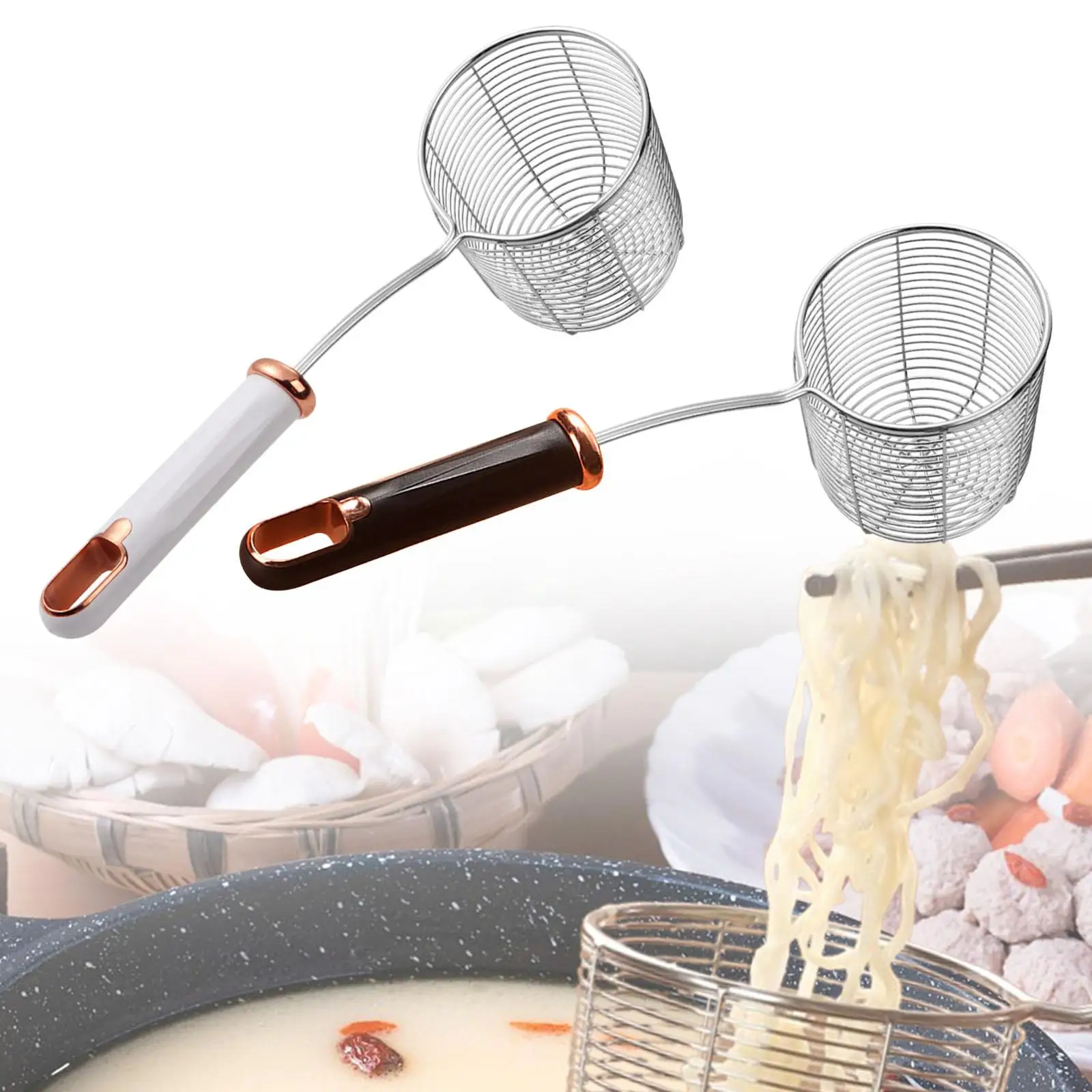 

Deepened Skimmer Spoon Kitchen Oil Spoon Mesh Strainer Hot Pot Noodles Strainer for Noodles Cooking Hot Pot Ingredients