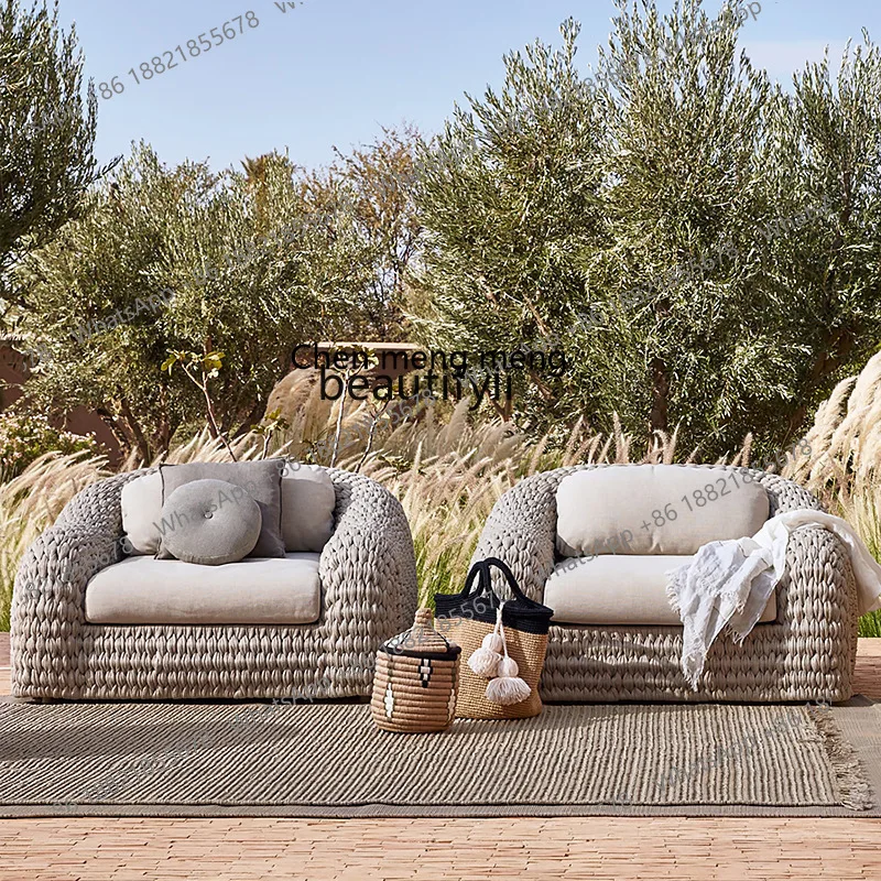 

Outdoor Sofa Hotel Open-air Dining Bar Country Homestay Villa Courtyard Garden Terrace Nordic Leisure Rattan Combination