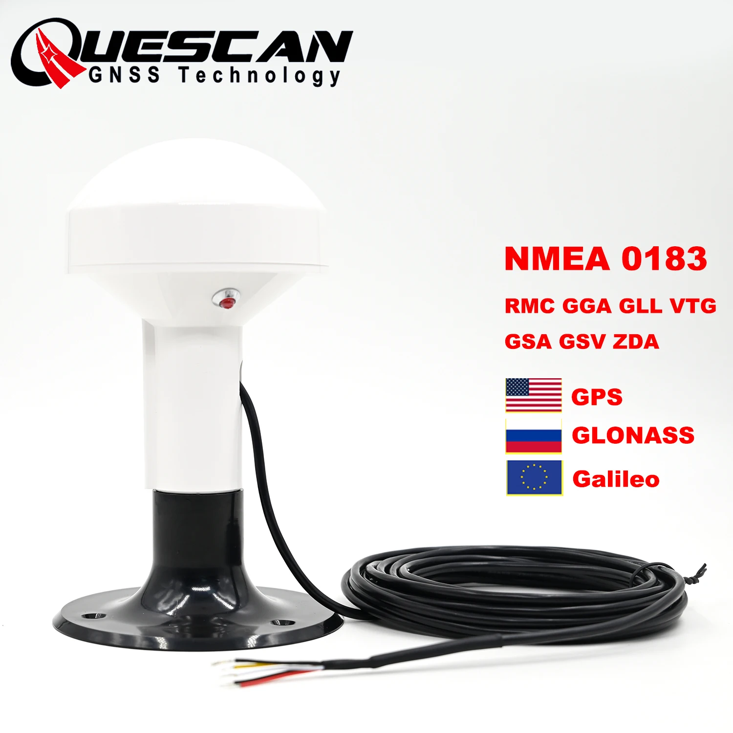 

QUESCAN R80L 12 В 24 В RS232 GPS-антенна NMEA 0183 GPS ГЛОНАСС Galileo GNSS Приемник Морской NMEA0183 4800 Baudrate RMC GGA GLL VTG