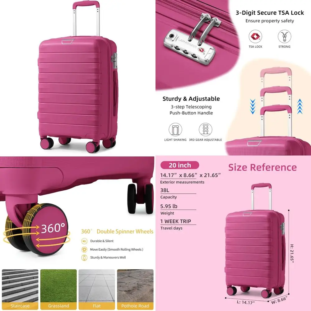 

Схваленый авиакомпанией 20-дюймовый легкий жесткий чемодан для ручной клади для женщин, идеально подходит для путешествий со просторным хранилищем и прочным D