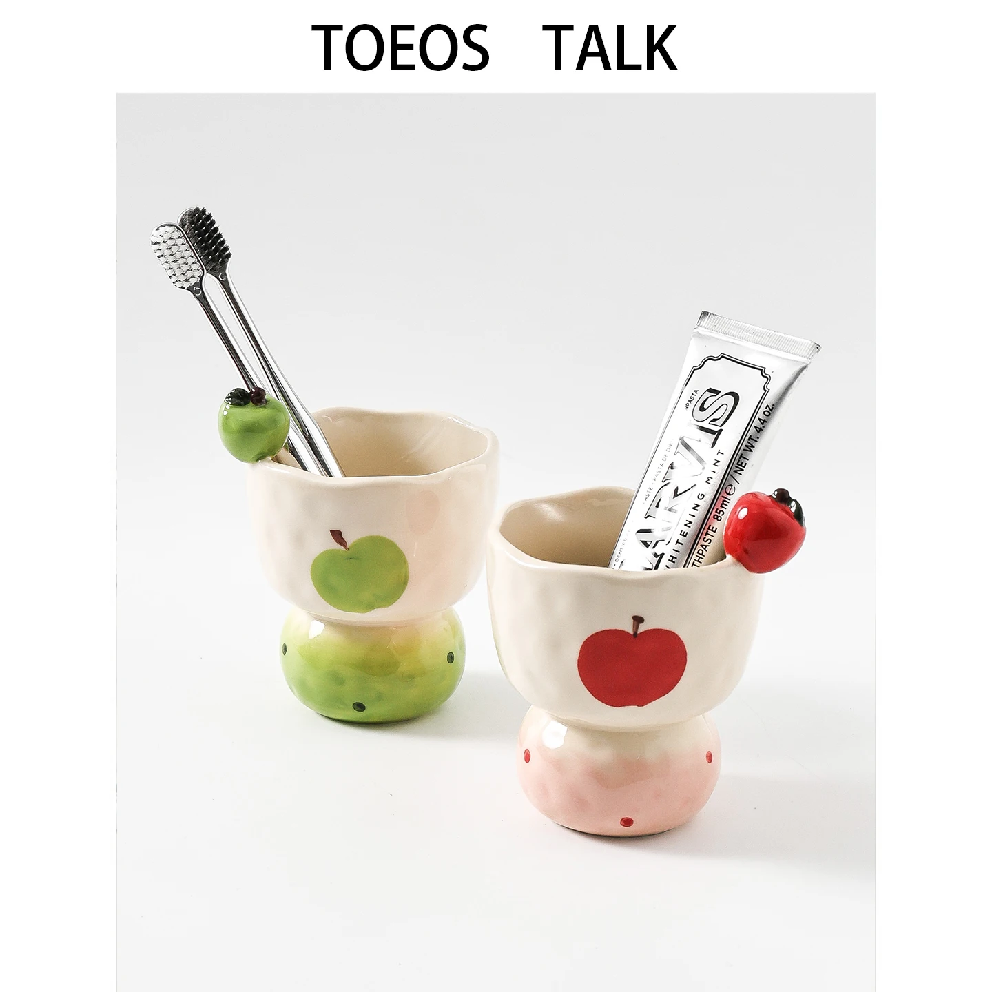 Cute Couple  Ceramic Creative Spout Cup Toothbrush Cup Rinse Cup Set High Aesthetic Hotel Ornaments Bathroom Accessories