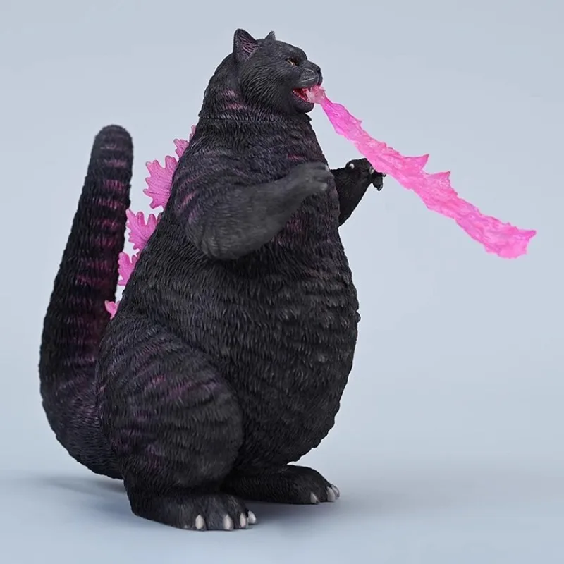 Goth Meow figure, simulated cat creative ornament animal model doll orange cat trend toy