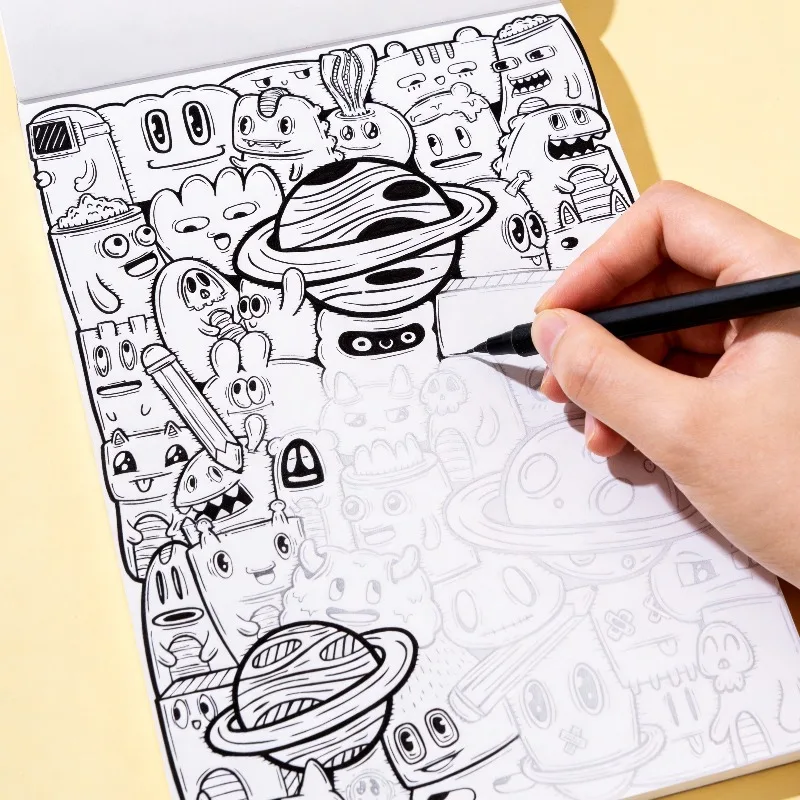 A Multi Scene Healing Coloring Book, and Themes Such As Small Town Seascapes, Mandalas, and Space Girls, Fine Line Coloring Book