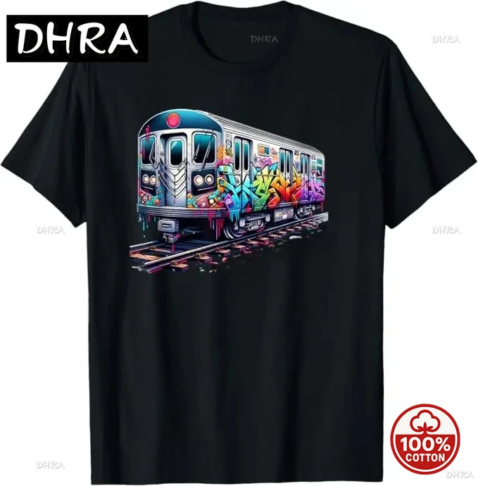 

New York Train Graffiti Style NYC Subway Car Retro Vintage TShirt Men Women Comfortable Fashion Vintage Cotton Crew Neck T-shirt