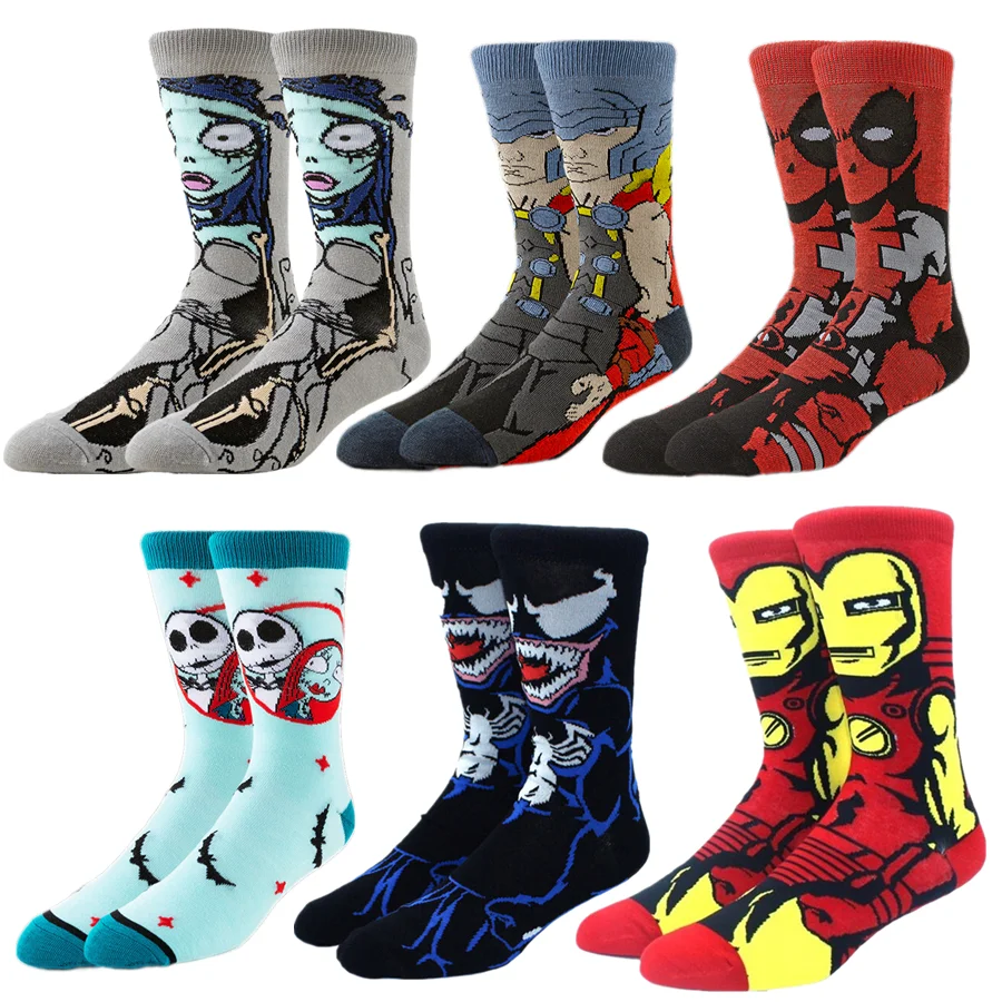 Potdemiel الرجال النساء العصرية الجدة الكرتون أنيمي الجوارب الهيب هوب الشارع موضة عادية قارب قصير الجوارب غير مرئية 2/6 أزواج #3