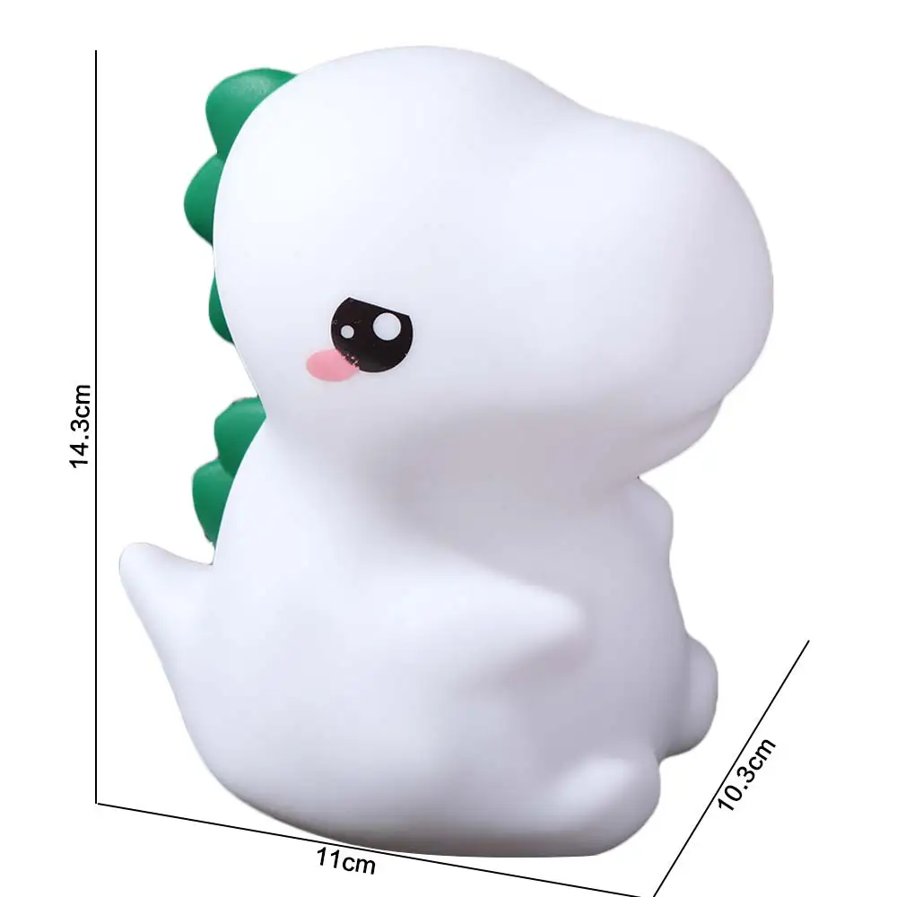 Warm Light Dinosaur Shape Silicone Night Light USB Charging Soft LED Night Lamp Rechargeable Cartoon Dimmable Lamp Bedroom