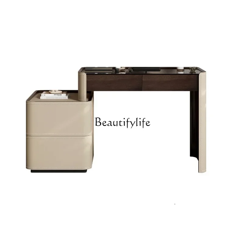 

6Medieval style solid wood dresser, simple modern bedroom, chest, makeup table integrated