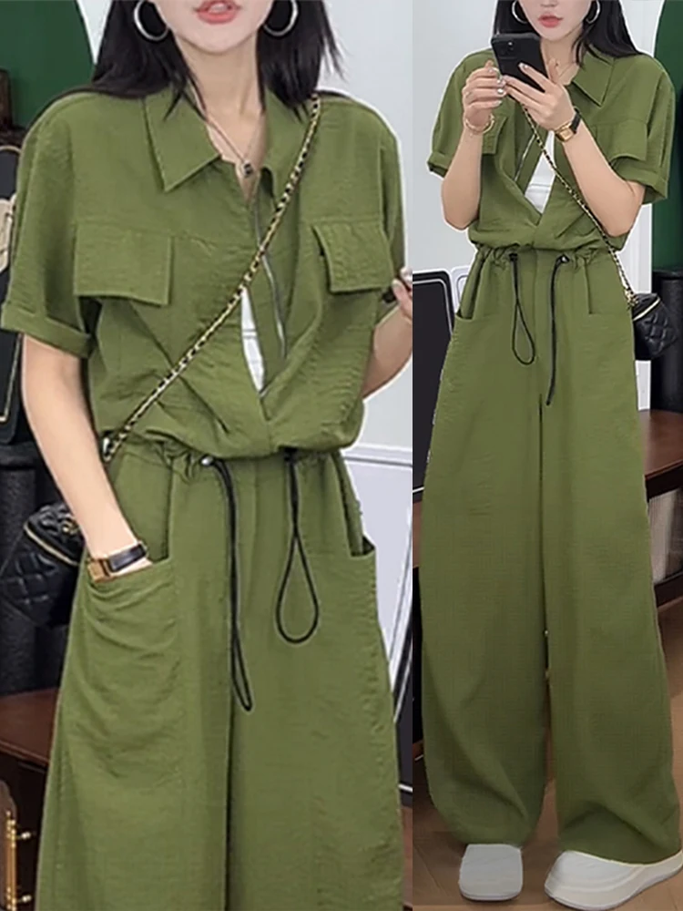 een Tuta a pieghe a gamba larga da donna allentata dimagrante Dstring ort Sve abito intero estivo nuovo Sle abbigliamento casual