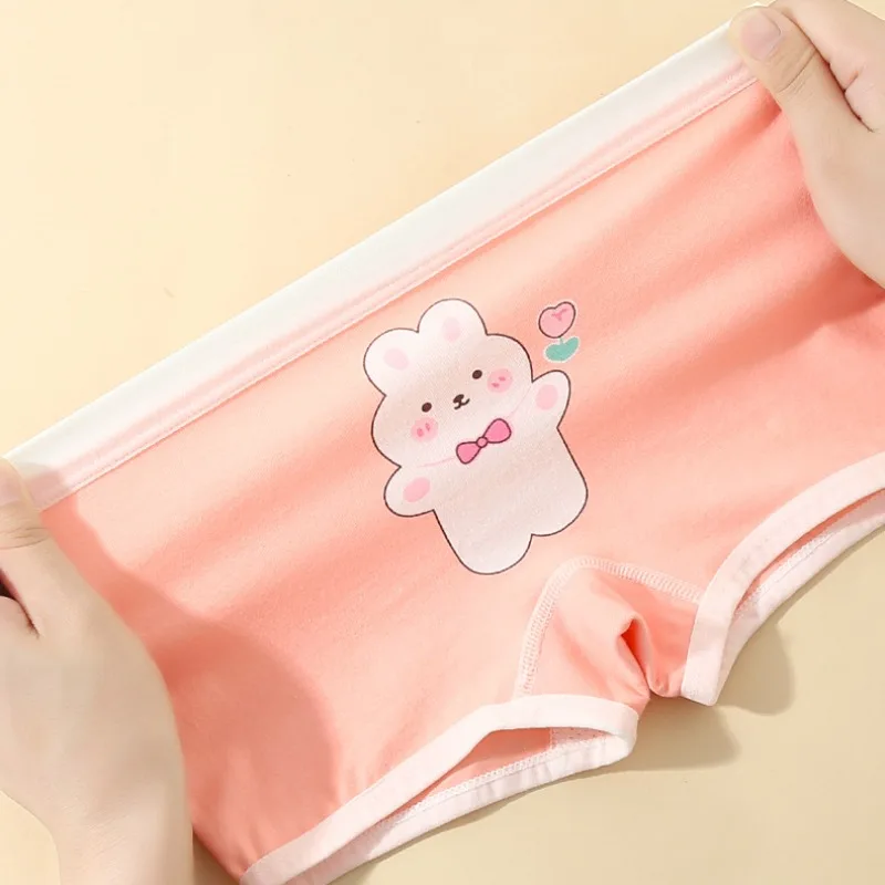 4PCS Kids Girls Cotton Antibacterial Briefs Maiden Thin Breathable Comfort Panties 3+y Young Child Cute Cartoon Print Underwears image 2