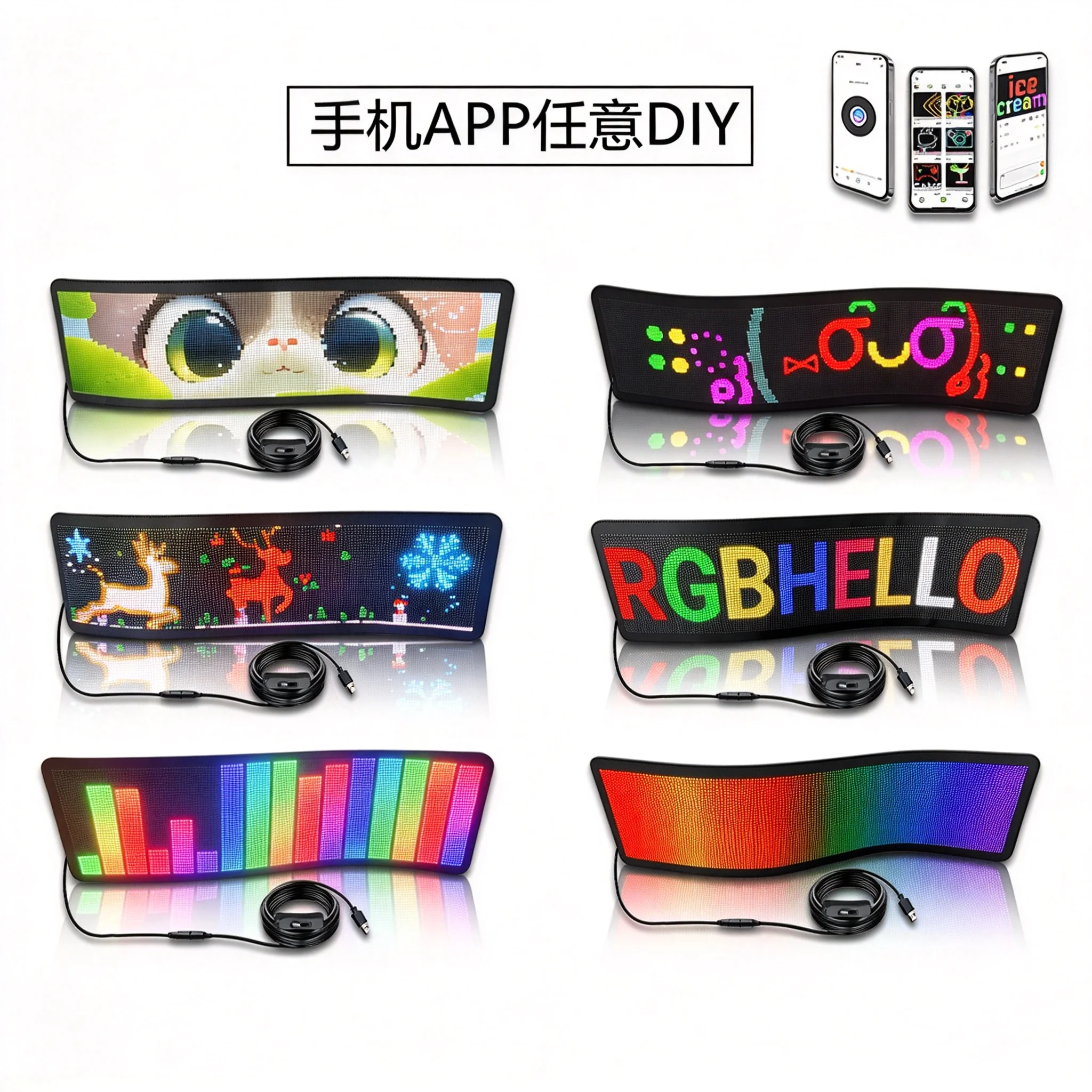 Flexible LED Screen Transparent LED Display Car Vehicle APP Control Programmable LED Panel Manufacturer Window