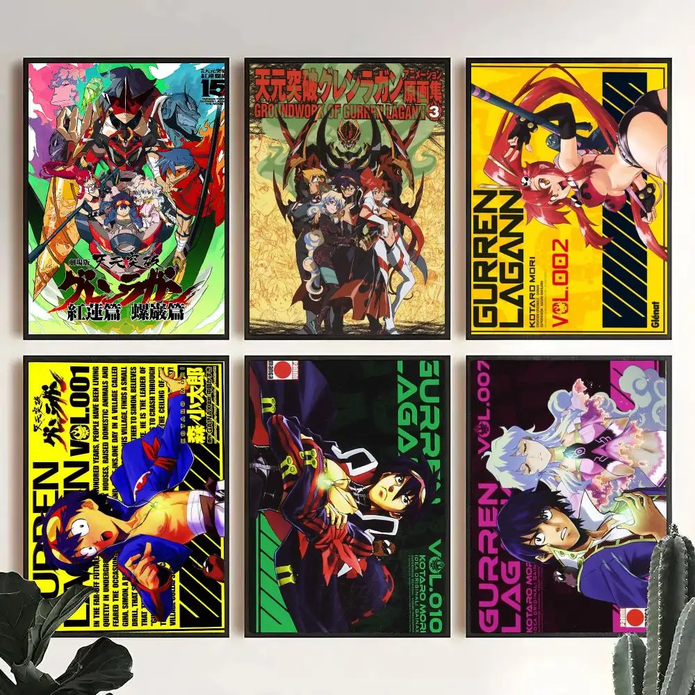 T-Tengen Toppa Gurren Lagann Poster Modern Minimalist Wall Art Prints for Bedroom Living Room Aesthetic Contemporary Decor Gift