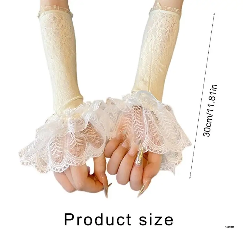 Maniche a forma svasata adorabili Polsino elastico da polso per sposa Maniche a mano in pizzo arricciato Tè Feste Accessori per