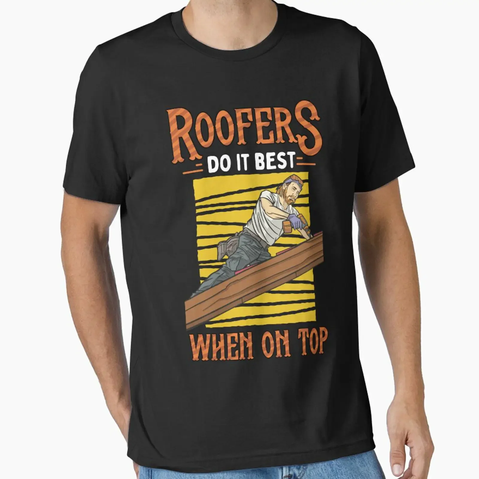 Roofing Contractor for Men Funny Roofer Art Essential T Shirt vintage Washed Comfortable Top For Everyday Wear Stretched