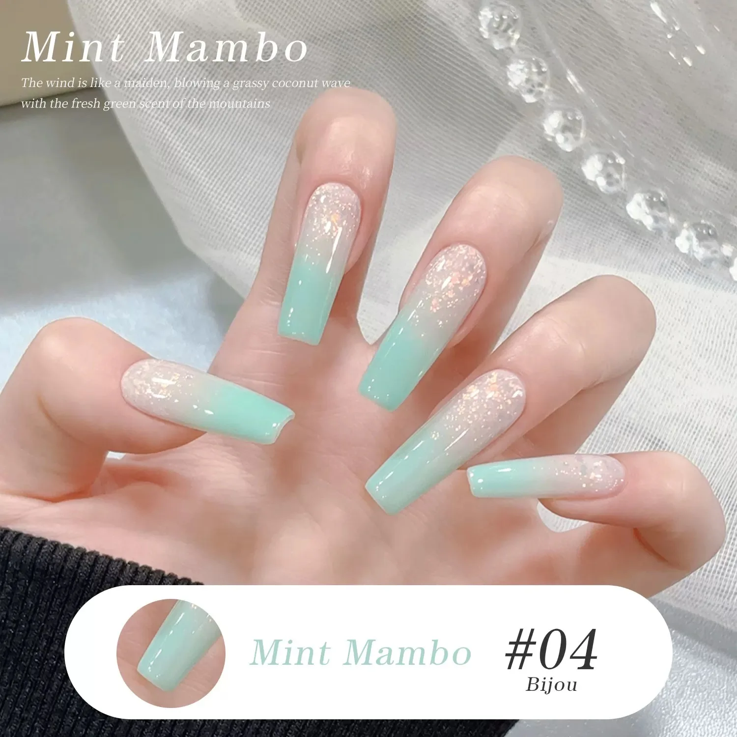 1-12 قطعة PSK النعناع مامبو سلسلة هلام مسمار البولندية جديد الربيع الصيف الجليد شفافة النعناع الأخضر الحليب الأخضر مسمار ملصقات الأظافر لوازم #5