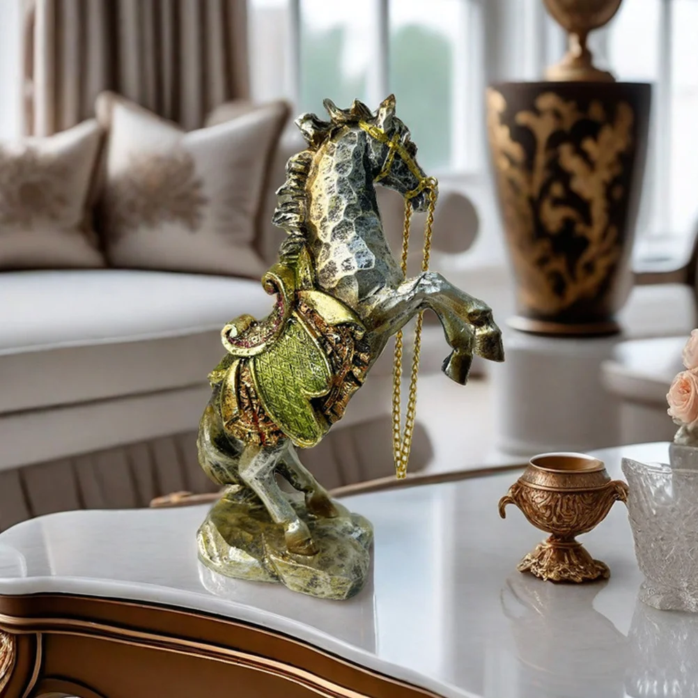 

Resin Horse Statue Standing Sculpture Decorative Horse Art Ornament for Home Office Bedroom Tabletop Decoration