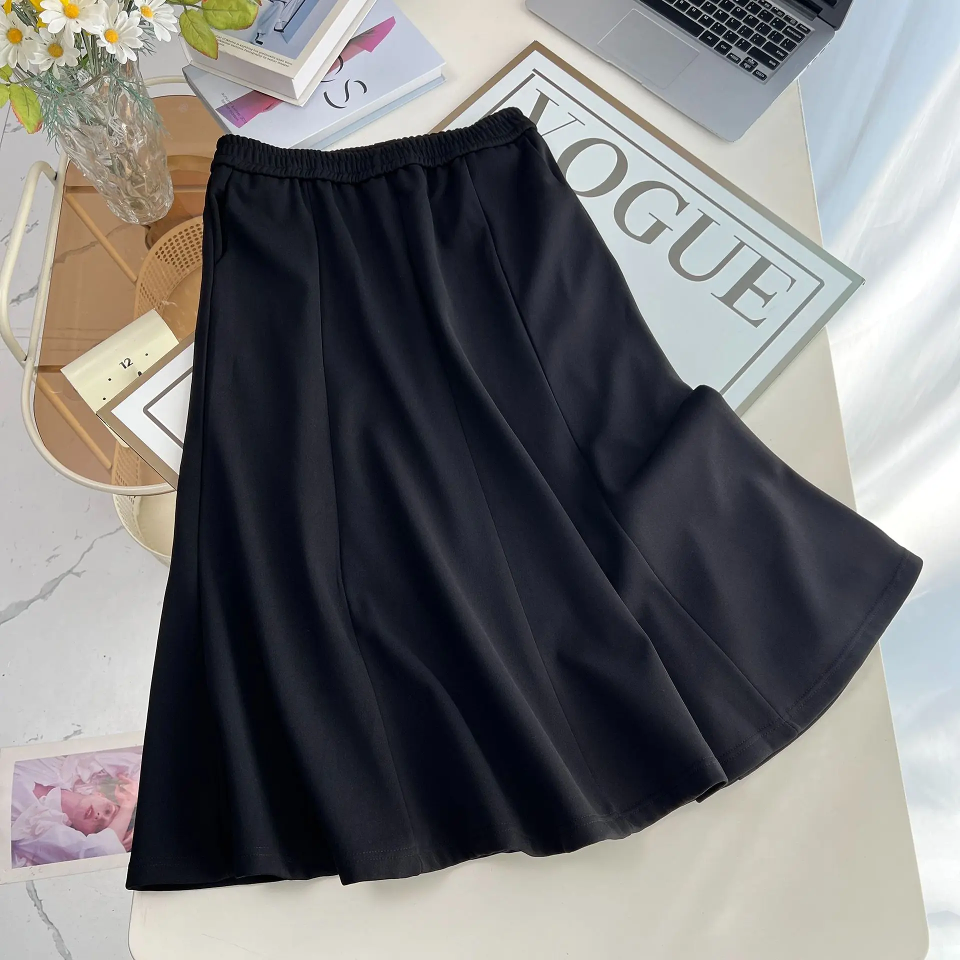 

Зимний стиль 2025: элегантные теплые флисовые и утолщенные брюки с эластичной резинкой на талии XXXXXXL, модная женская одежда больших размеров, юбка-русалка