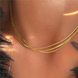 ANENJERY 316L Stainless Steel Multi Layer Snake Bone Chain  Necklace for Women Simple Hip Pop Necklace Jewelry wholesale