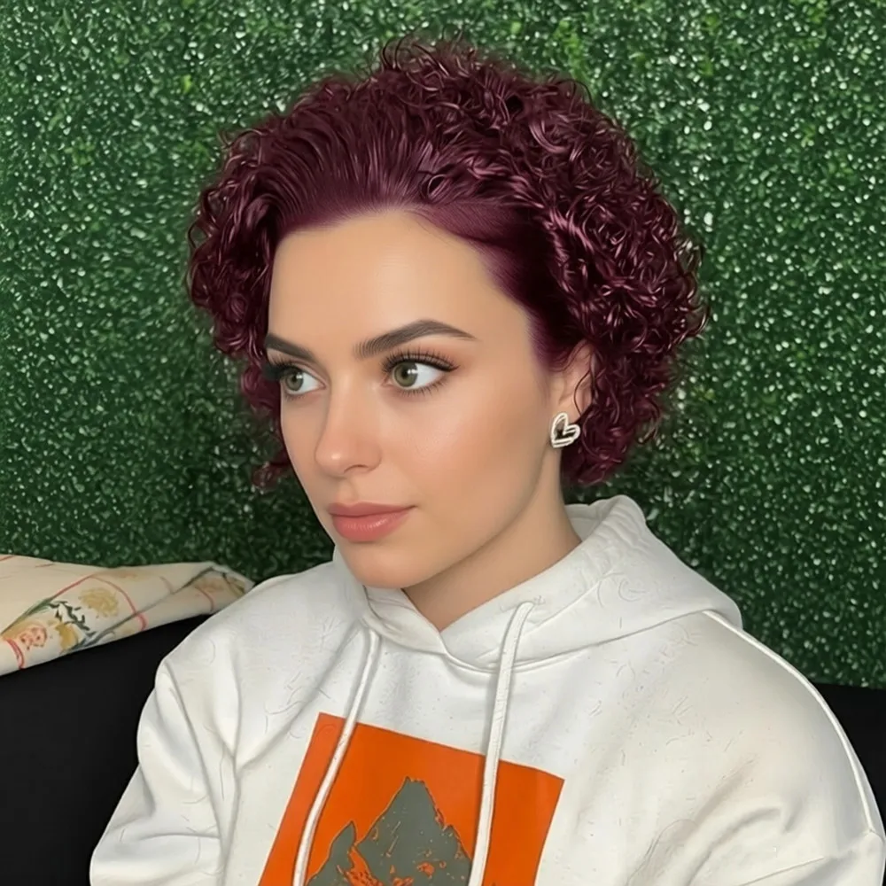 

Парик Pixie Cut из натуральных волос, короткий, кудрявый, с кружевной передней частью, для женщин, волнистый, 13x1 Lace Wig, для повседневной носки и вечеринок