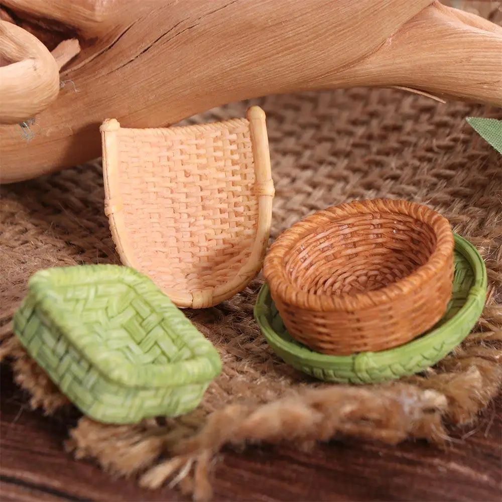 

Simulation Simulation Bamboo Basket Basket Dustpan Dollhouse Miniature Model Chair Furniture Decoration Sculpture