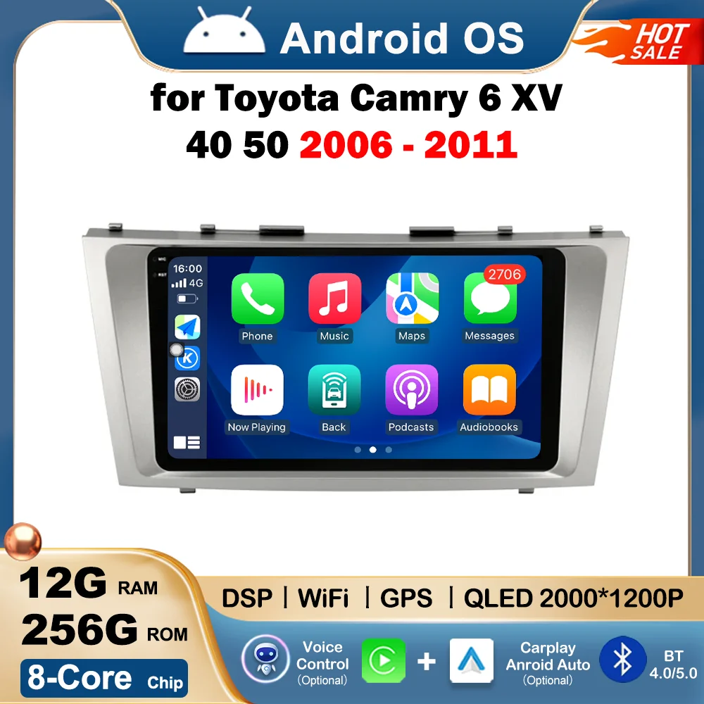

for Toyota Camry 6 XV 40 50 2006 - 2011 Car Radio Android Automotive Multimedia Video Player GPS Navigation Carplay Auto Stereo