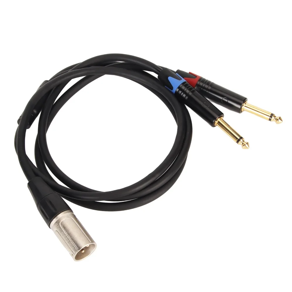 Dual 1/4 Inch to 3Pin XLR Male Y Splitter Cable 3Pin XLR Male to Dual 6.35mm TS Mono Plug Audio Converter Adapter