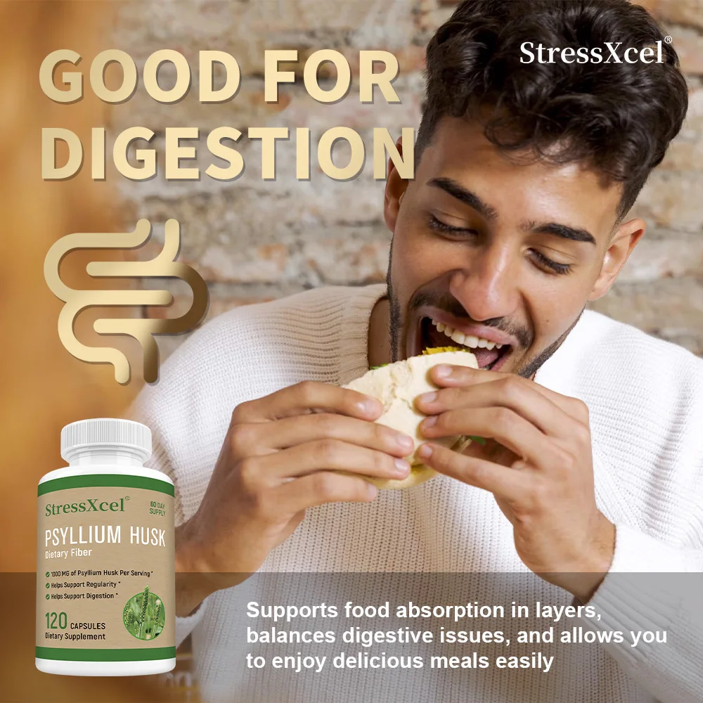 Cápsulas de casca de Psyllium – Suprimir o apetite, apoiar a gestão de peso, benefícios para saúde intestinal e digestão e desintoxicar