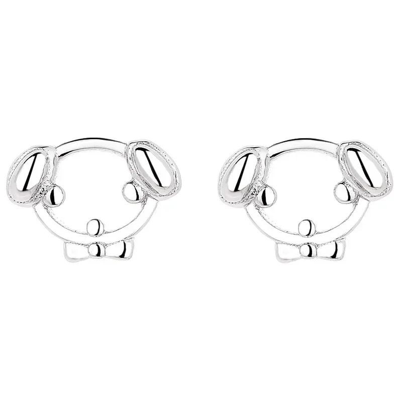 S925 Sterling Silver Cute Dog Thread Stud Earrings For Women Kids Students Hollow Puppy Ear Party Jewelry Gift Female Pendientes