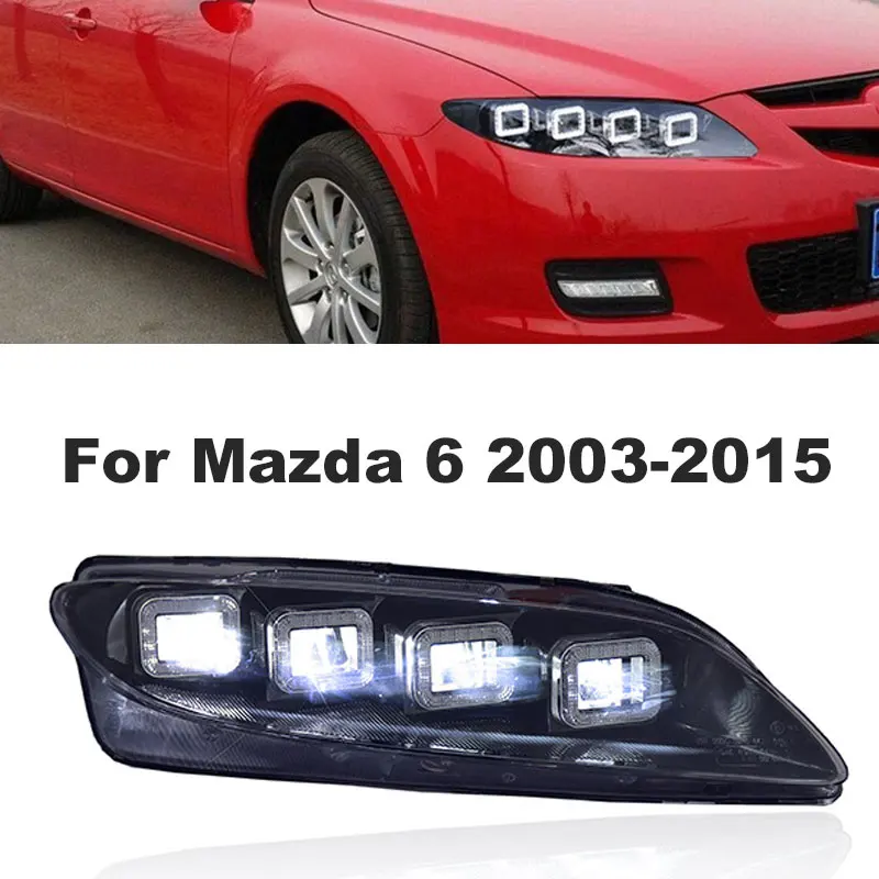 

Лампа головного света для Mazda 6, фара головного света 2003-2015, передние фары Mazda6 DRL, сигнал поворота, фара дальнего света, объектив проектора Angel Eye