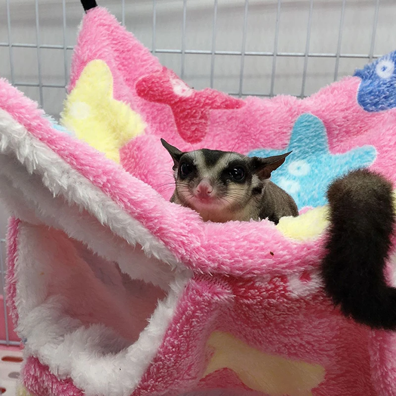 Hammock For Rat Guinea Pig Hamster Cage Double Thick Plush Warm Hanging Tree Bed Small Animal House Nest Sleeping Bag Pet Supply