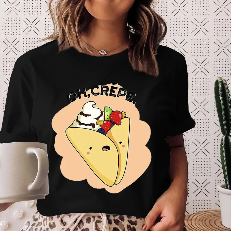 Baumwolle 100% Berry Kaffee Cartoon Print Kurzarm T-shirt Damen T-shirt Top Sommer Mode Frauen Kleidung Ästhetische Kleidung