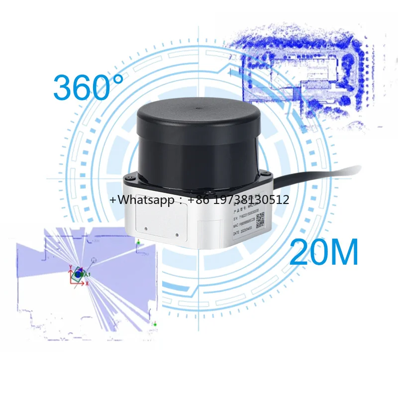 Industrial Mobile Robot's 360 Indoor 2D Lidar Scanner 40m Laser Radar TOF with AGV AMR Sensor IP67 Protection