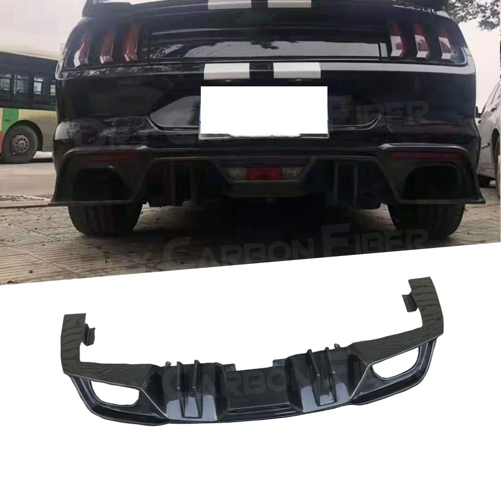 Carbon Fiber Rear Lip Diffuser Spoiler for Ford Mustang Coupe 2015 -2019 Rear Bumper Guard 4 Outlet Car Styling