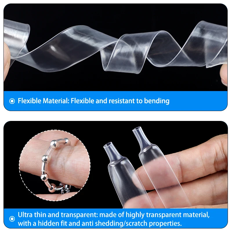 2-10m Super Thin 2:1 Heat Shrink Tube Clear 1mm~20mm Flexible Earphone Line Heat Shrinkable Tube Audio Cable Sleeve Wrap Sheath