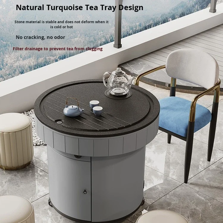 Light Luxury Marble Coffee Table With USB Interface Multifunctional Design Movable Storage For Living Room