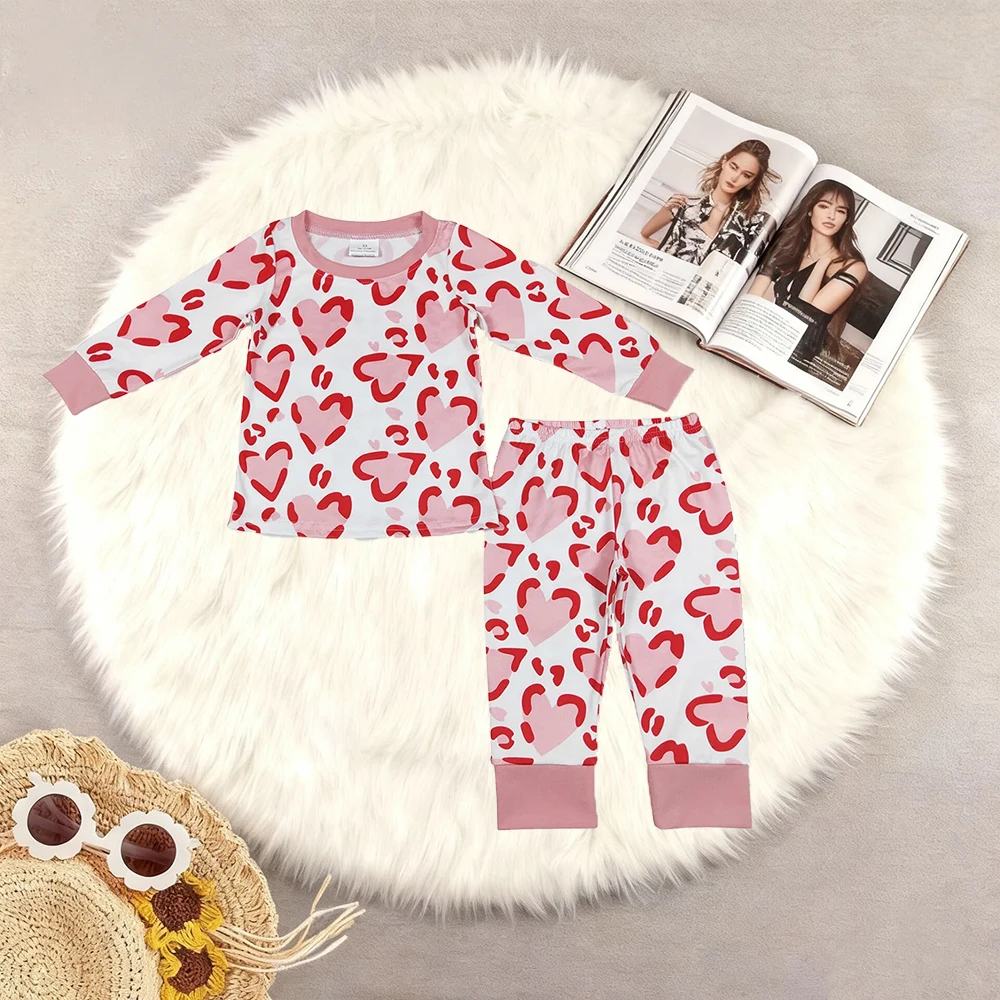 11.10 Baby Girls Clothes Baby Girls Valentines Hearts Tops Pants Pajamas Clothes Sets