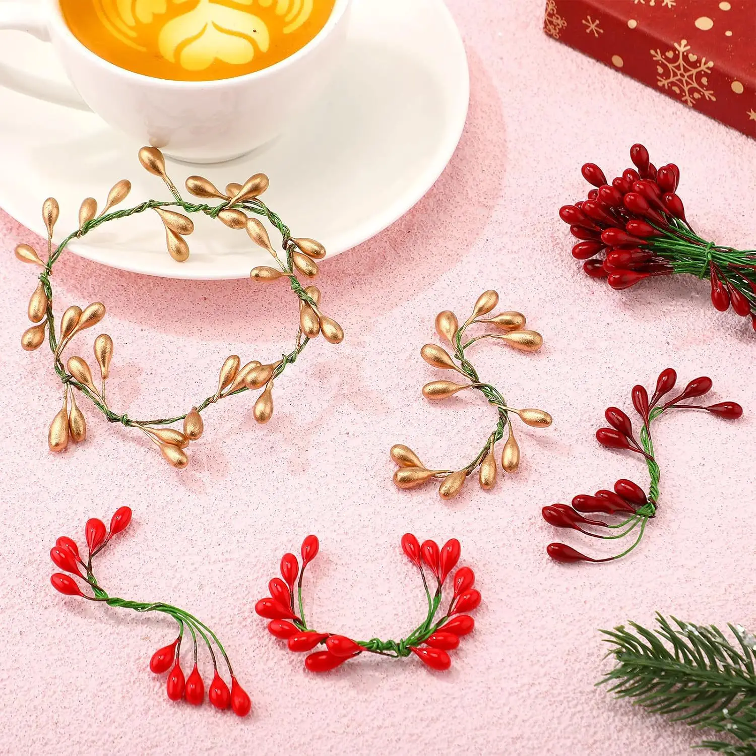 150pcs Artificial Berry Stems Realistic Faux Berries Picks for Christmas Tree Wreath Wedding Party Holiday Home Decor DIY