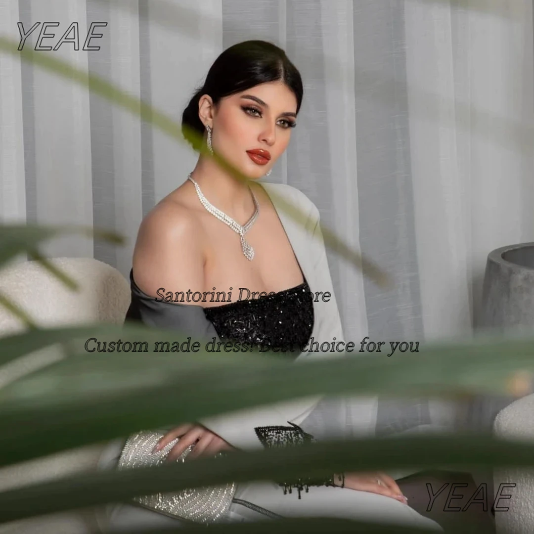 Santorini Customized Dress for Special Occasions New Style Off Shoulder Prom Dresses Long Sleeves Zipper Side Slit Evening Gowns