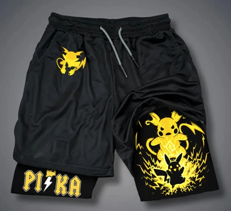 

2025 Pok É Mon Pok É Mon Evolution Shorts Printed Leather Sportswear Men's Casual Pants