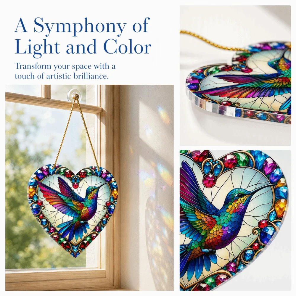 Acrylic Hummingbird Ornaments 7.87in Creative Design Window Pendant Decor Hanging Decor DIY Craft Housewarming Gift Window Decor