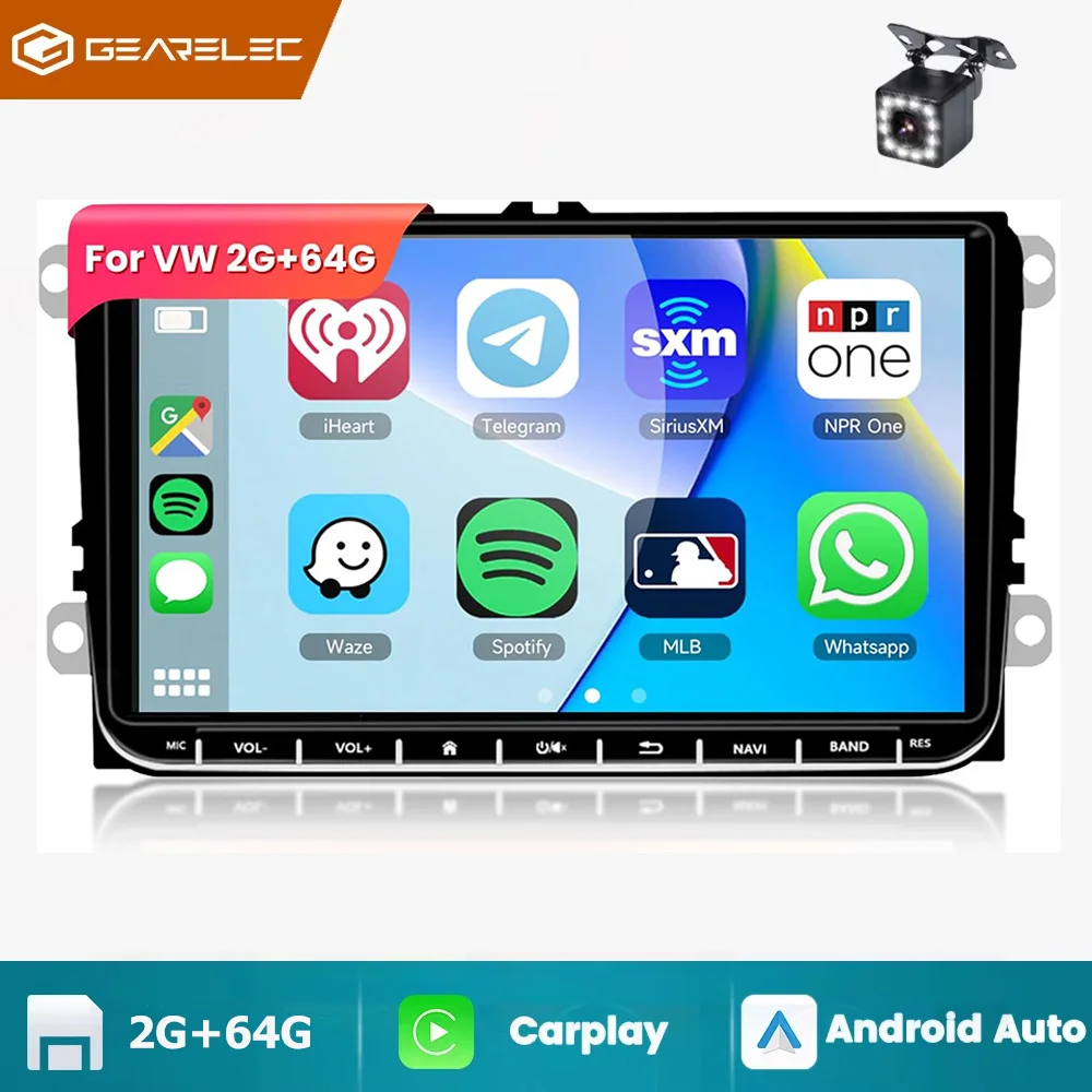 Autoradio 9 pouces Android 13 pour VW Passat 6 7 CC Polo GOLF 5 6 Touran T5 avec WiFi, GPS, navigation, Bluetooth, écran partagé, radio FM