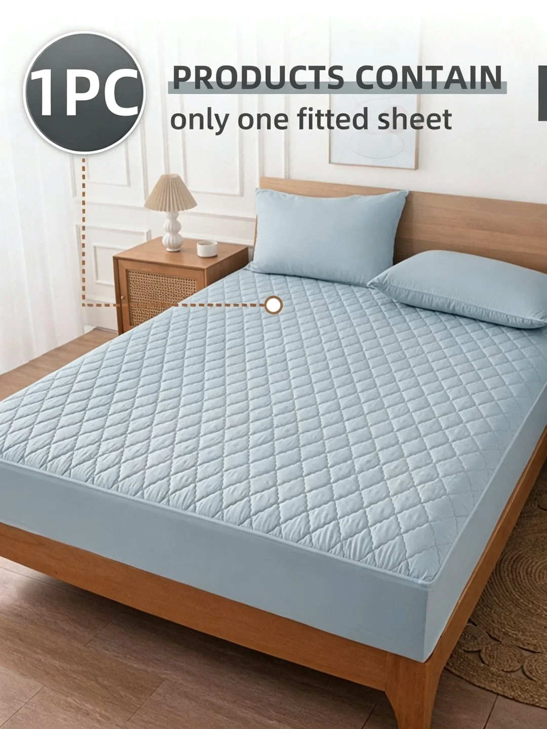 1 piece of blue quilted bedsheet, soft, breathable, and durable bed protection pad, for single, double, queen, and king beds