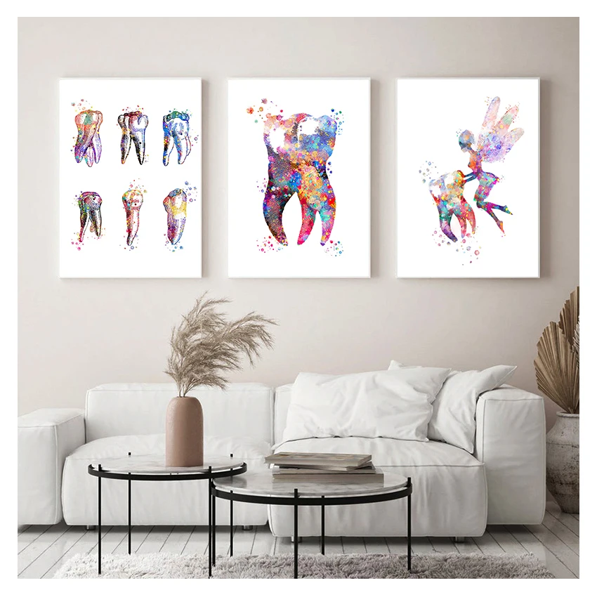 Molar Poster Watercolor Canvas Painting Teeth Art Posters Dentist Wall Picture Doctor Office Decor Tooth Anatomical Print Dental