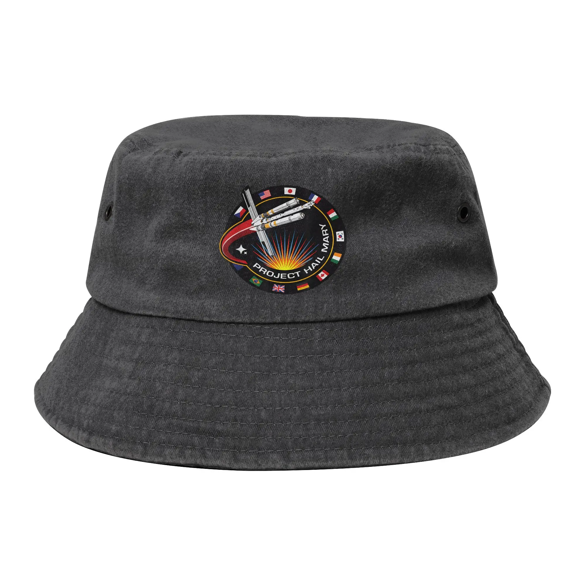 Headwear Project Hail Mary Spaceship Mission Badge Merch Bucket Hat Unisex Distressed Cotton Sun Hat Ispoti Cap Fisherman Hat
